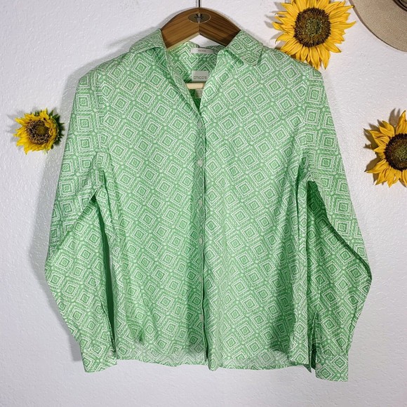 Chico’s Tribal Aztec Button No-iron Blouse Size 0 Or Small Women’s - Picture 1 of 16